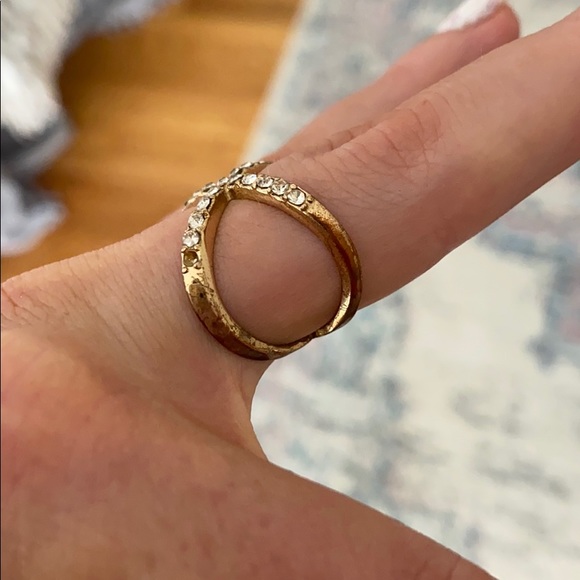 Pave Gold Crystal x ring size 7 - Picture 7 of 14